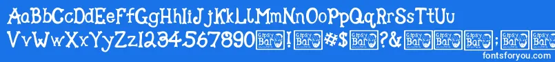 Gipsy Bar-Schriftart – Weiße Schriften auf blauem Hintergrund