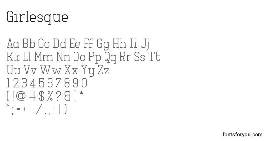 Шрифт Girlesque – алфавит, цифры, специальные символы