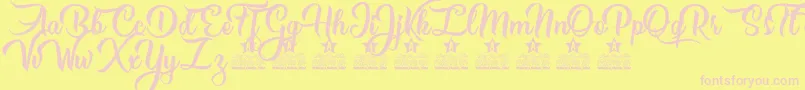 Girls got Rhythm Personal Use-fontti – vaaleanpunaiset fontit keltaisella taustalla