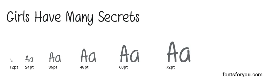 Größen der Schriftart Girls Have Many Secrets  