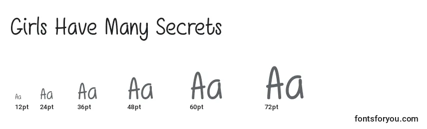 Größen der Schriftart Girls Have Many Secrets   (127975)