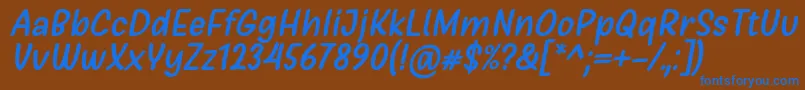 Czcionka Girls Marks Italic Font by Situjuh 7NTypes – niebieskie czcionki na brązowym tle