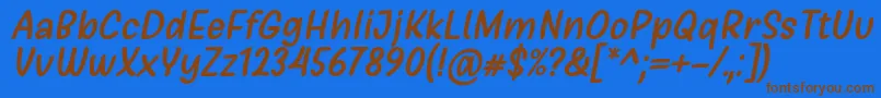 フォントGirls Marks Italic Font by Situjuh 7NTypes – 茶色の文字が青い背景にあります。
