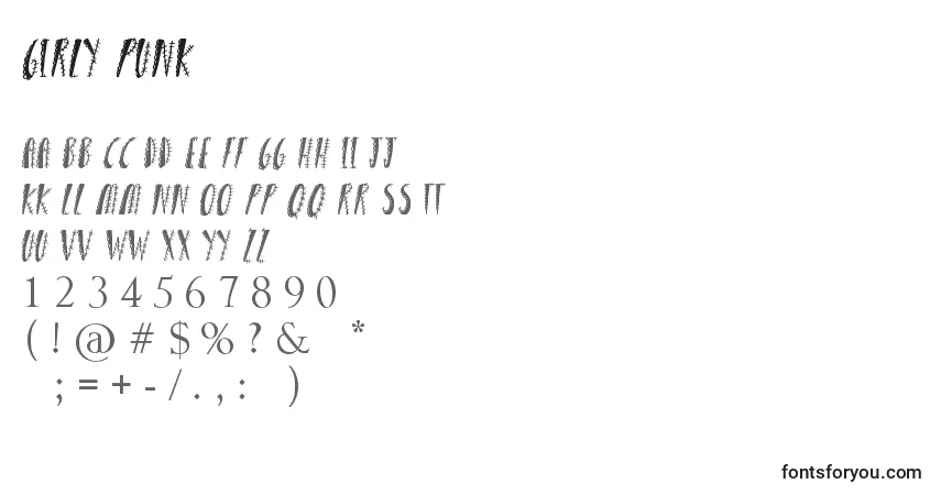 Шрифт Girly Punk – алфавит, цифры, специальные символы