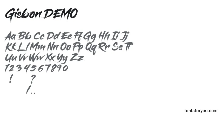 Шрифт Gisbon DEMO – алфавит, цифры, специальные символы