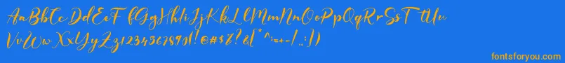 GISELLE Font – Orange Fonts on Blue Background