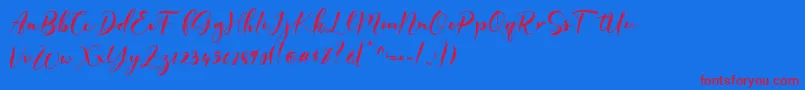 GISELLE Font – Red Fonts on Blue Background