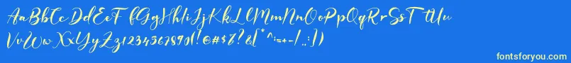GISELLE-Schriftart – Gelbe Schriften auf blauem Hintergrund