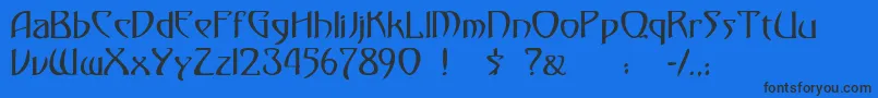 Czcionka gismonda – czarne czcionki na niebieskim tle