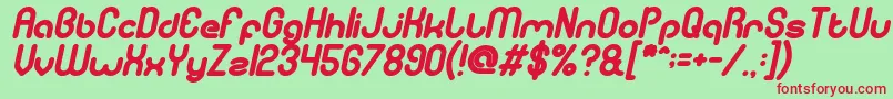 gitchgitch Bold Italic-fontti – punaiset fontit vihreällä taustalla