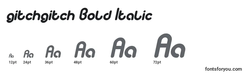Tamanhos de fonte Gitchgitch Bold Italic