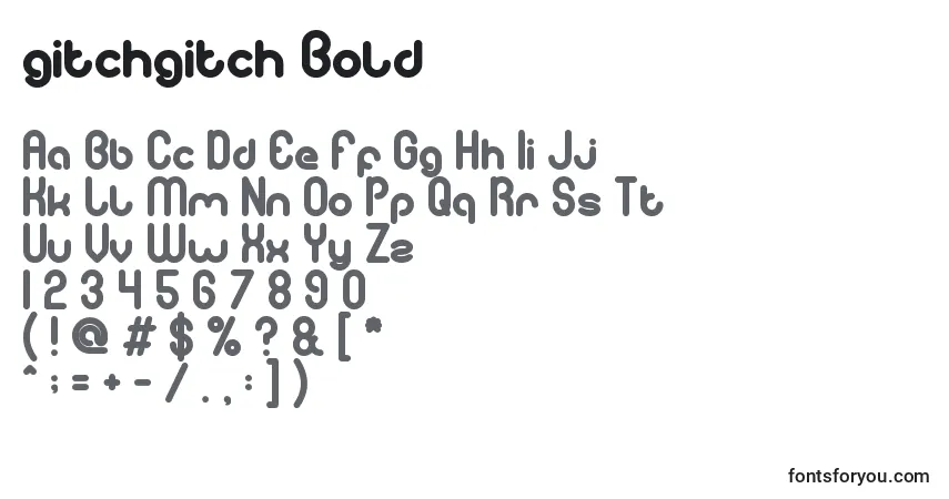 Шрифт Gitchgitch Bold – алфавит, цифры, специальные символы