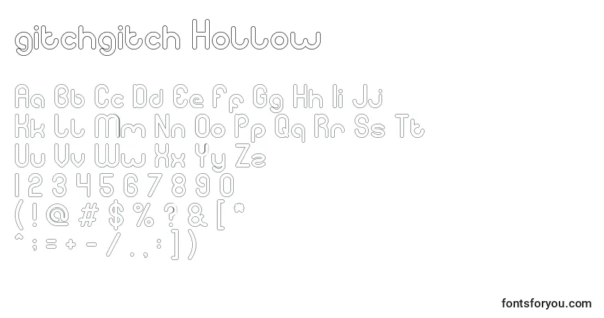 Шрифт Gitchgitch Hollow – алфавит, цифры, специальные символы