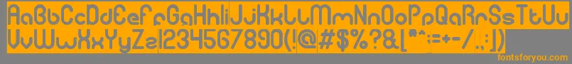 フォントgitchgitch inverse – オレンジの文字は灰色の背景にあります。