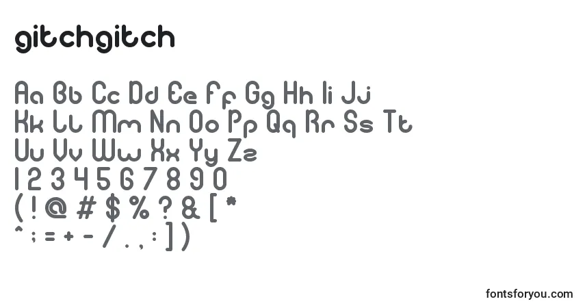 Czcionka Gitchgitch (127991) – alfabet, cyfry, specjalne znaki