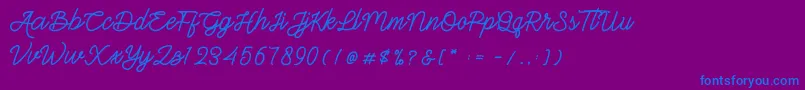 Gittelsy-Schriftart – Blaue Schriften auf violettem Hintergrund