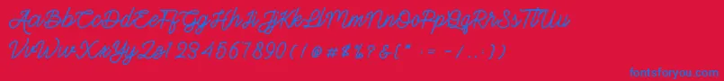 Gittelsy-Schriftart – Blaue Schriften auf rotem Hintergrund