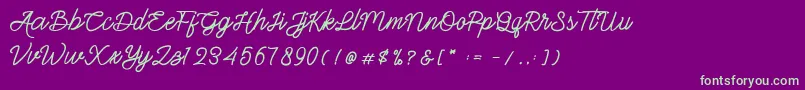 Gittelsy Font – Green Fonts on Purple Background