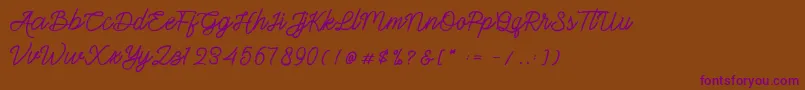Gittelsy-Schriftart – Violette Schriften auf braunem Hintergrund
