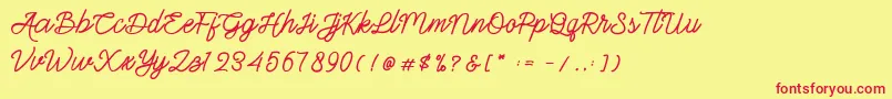 Gittelsy Font – Red Fonts on Yellow Background