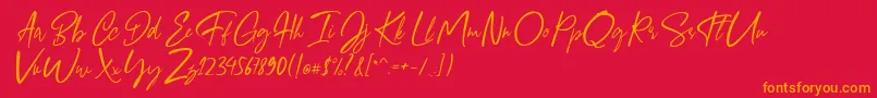 フォントGiugliamore Font – 赤い背景にオレンジの文字