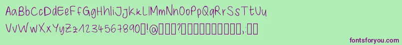 フォントGiulysHandwriting Regular – 緑の背景に紫のフォント