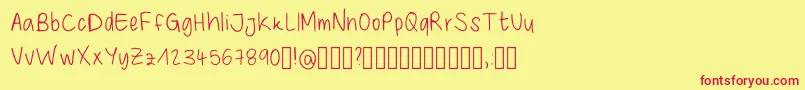 Fonte GiulysHandwriting Regular – fontes vermelhas em um fundo amarelo