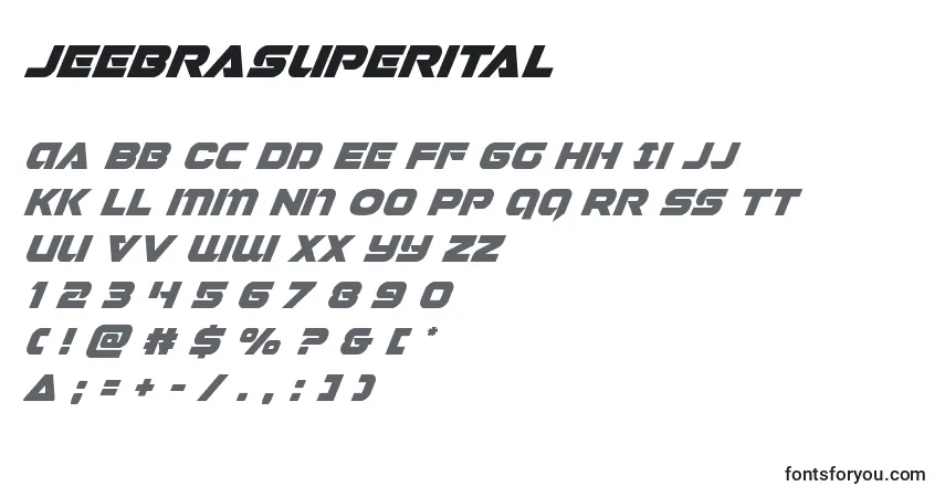 Jeebrasuperital Font – alphabet, numbers, special characters