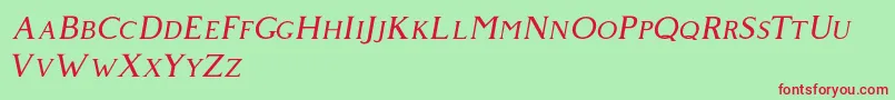 Czcionka Giveny Italic – czerwone czcionki na zielonym tle