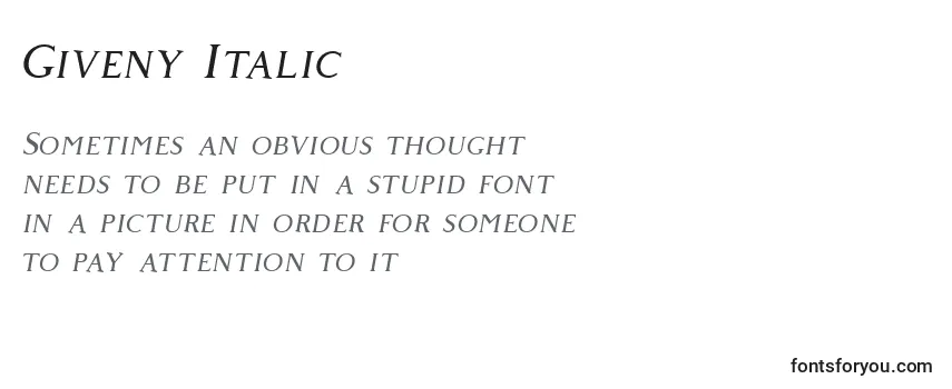 Review of the Giveny Italic (128003) Font