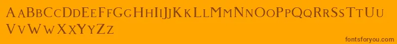 Giveny-Schriftart – Braune Schriften auf orangefarbenem Hintergrund