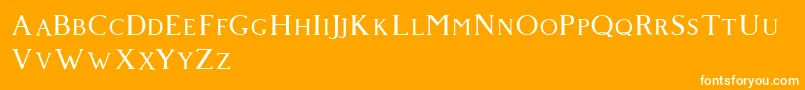 Giveny-Schriftart – Weiße Schriften auf orangefarbenem Hintergrund