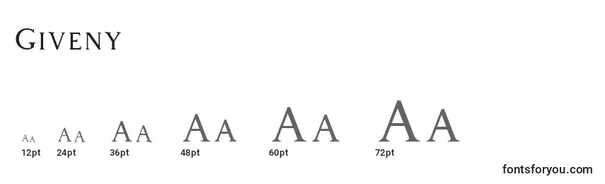 Размеры шрифта Giveny (128005)