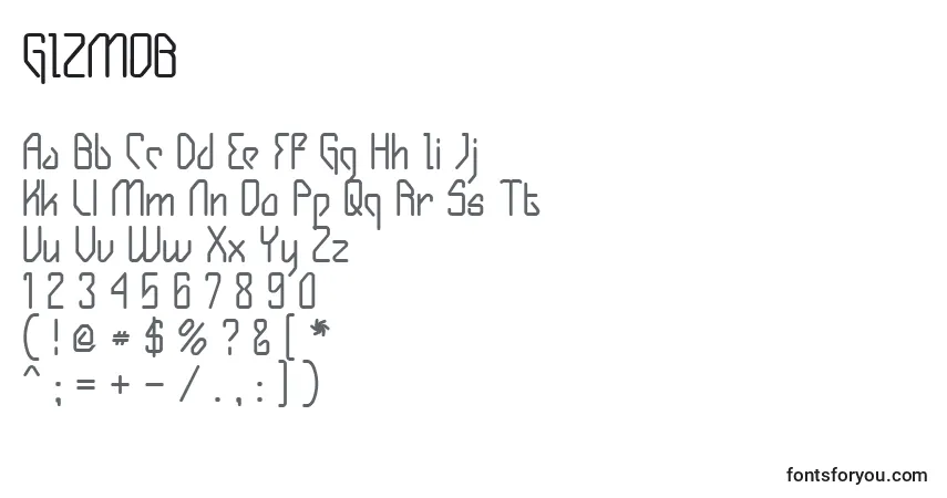 Шрифт GIZMOB   (128007) – алфавит, цифры, специальные символы
