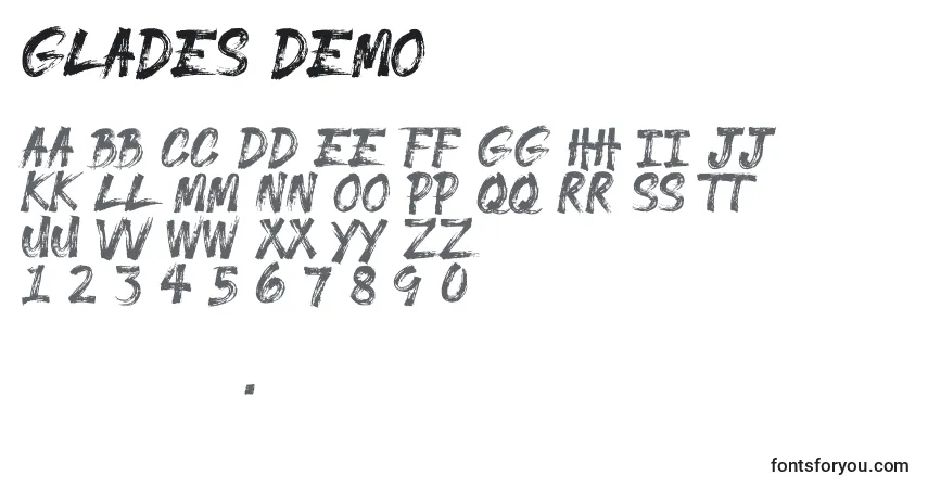 Шрифт GLADES DEMO – алфавит, цифры, специальные символы