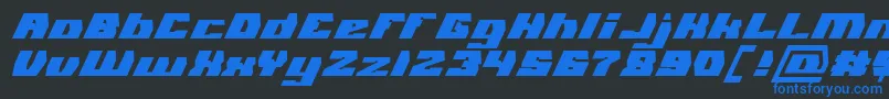 Czcionka GLADIATOR SPORT Bold Italic – niebieskie czcionki na czarnym tle