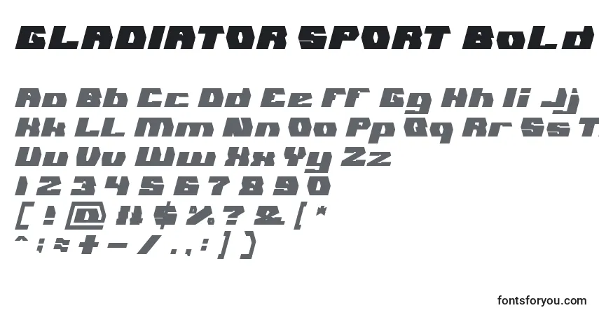 Шрифт GLADIATOR SPORT Bold – алфавит, цифры, специальные символы