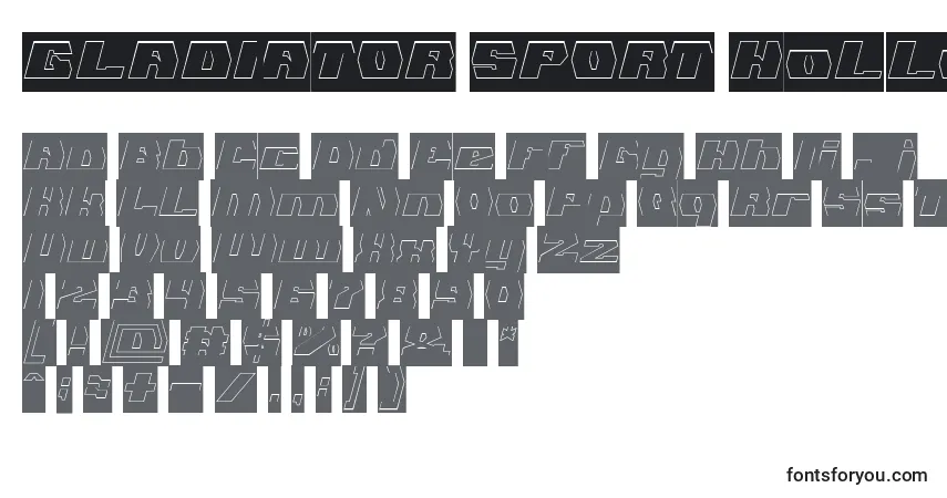 GLADIATOR SPORT Hollow Inverse-fontti – aakkoset, numerot, erikoismerkit