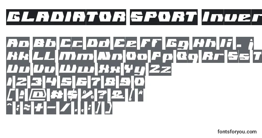 Шрифт GLADIATOR SPORT Inverse – алфавит, цифры, специальные символы