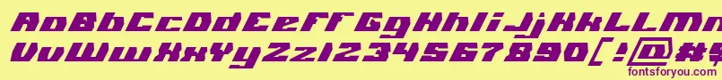 GLADIATOR SPORT Italicフォントについての詳細 フォントGLADIATOR SPORT Italic – 紫色のフォント、黄色の背景