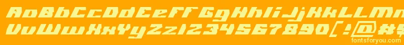 Weitere Informationen zur GLADIATOR SPORT Italic-Schriftart GLADIATOR SPORT Italic-Schriftart – Gelbe Schriften auf orangefarbenem Hintergrund