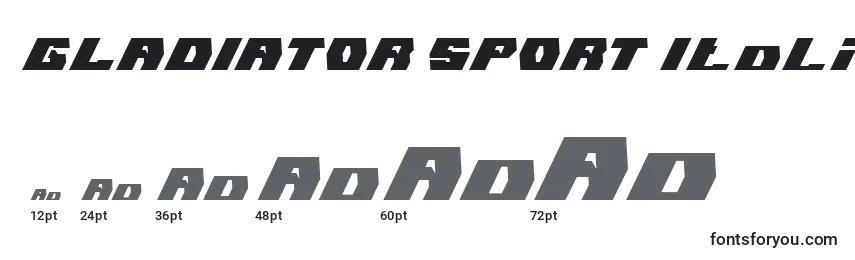 Размеры шрифта GLADIATOR SPORT Italic