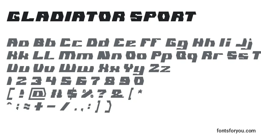 Czcionka GLADIATOR SPORT – alfabet, cyfry, specjalne znaki
