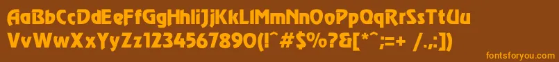 フォントModec – オレンジ色の文字が茶色の背景にあります。