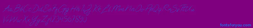 フォントGladiators – 紫色の背景に青い文字
