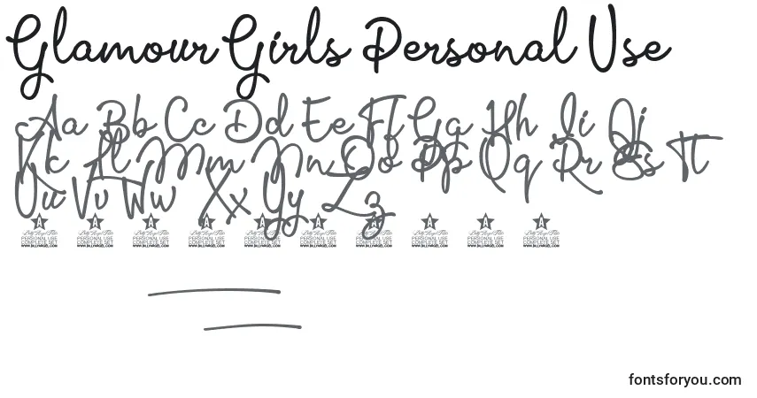 Шрифт Glamour Girls Personal Use – алфавит, цифры, специальные символы