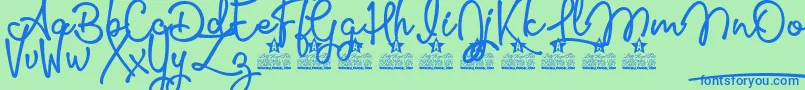 Glamour Girls Personal Use Font – Blue Fonts on Green Background