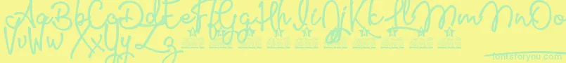 Glamour Girls Personal Use Font – Green Fonts on Yellow Background