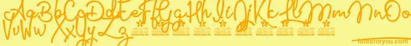 Glamour Girls Personal Use Font – Orange Fonts on Yellow Background