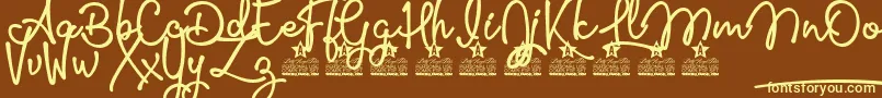 Glamour Girls Personal Use Font – Yellow Fonts on Brown Background